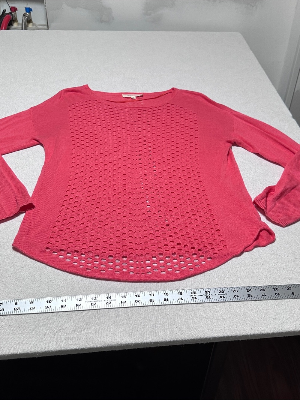 Vince Camuto Hot Pink Open-Knit Pullover Sweater